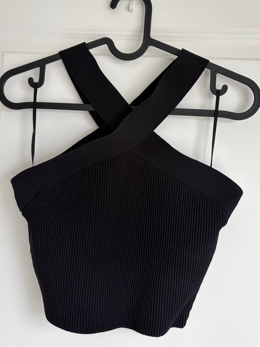 Babaton Black Ribbed Halter Top Size M